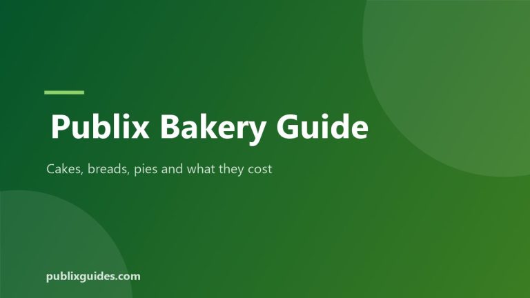 Publix bakery guide title card: cakes, breads, pies and prices