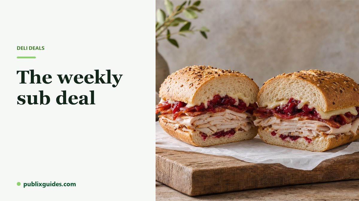 Turkey, bacon and cranberry sub cut in half on deli paper on a wooden board
